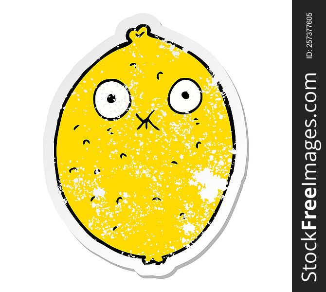 distressed sticker of a cartoon bitter lemon