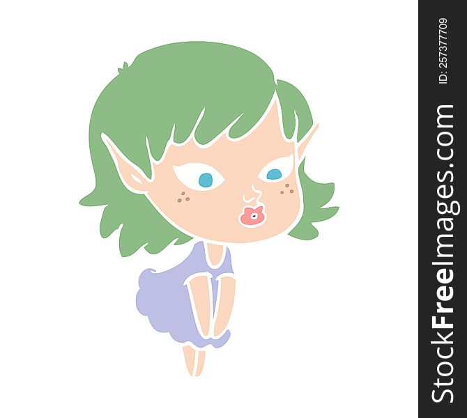Pretty Flat Color Style Cartoon Elf Girl