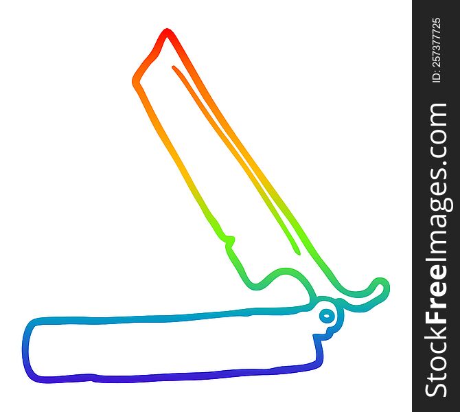 rainbow gradient line drawing of a cartoon traditional razor