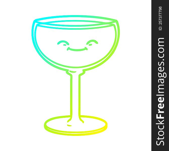Cold Gradient Line Drawing Cartoon Glass Of Wine