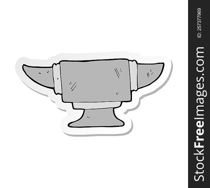 Sticker Of A Cartoon Blacksmith Anvil