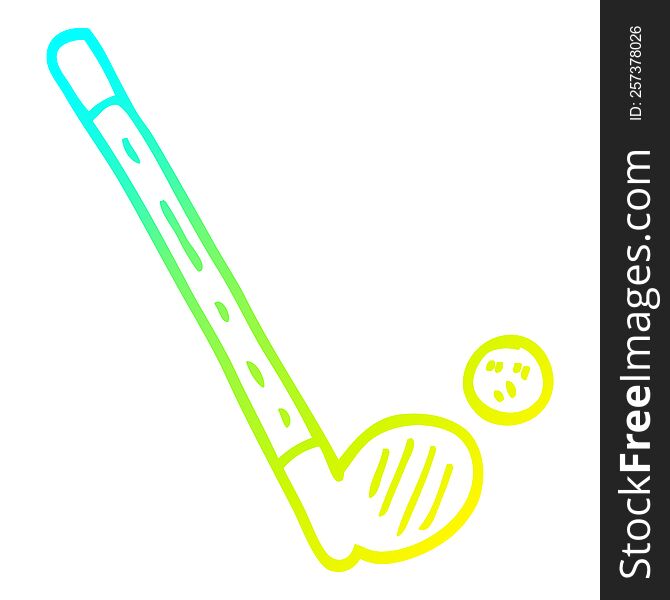 cold gradient line drawing of a cartoon golf club