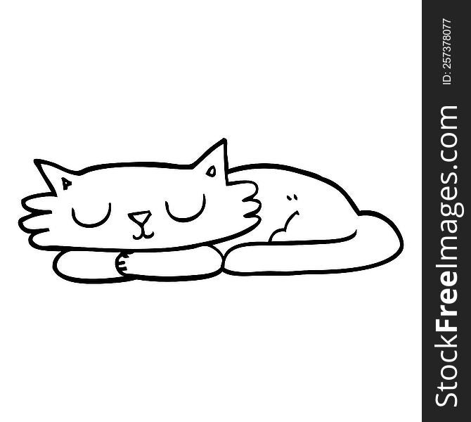 line drawing cartoon sleeping cat