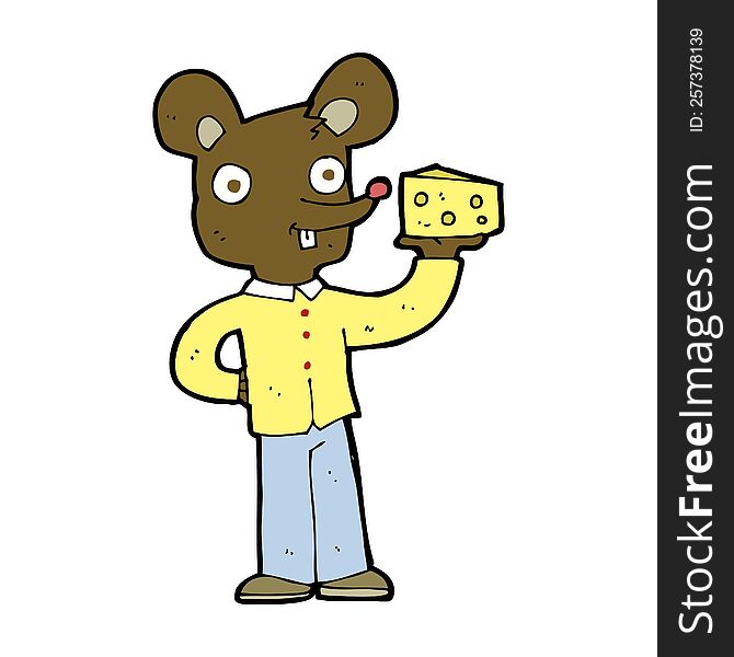 cartoon mouse holding cheese