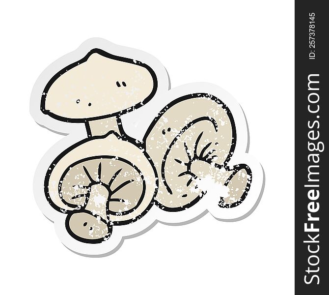 retro distressed sticker of a cartoon mushrooms