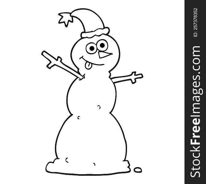 Black And White Cartoon Snowman