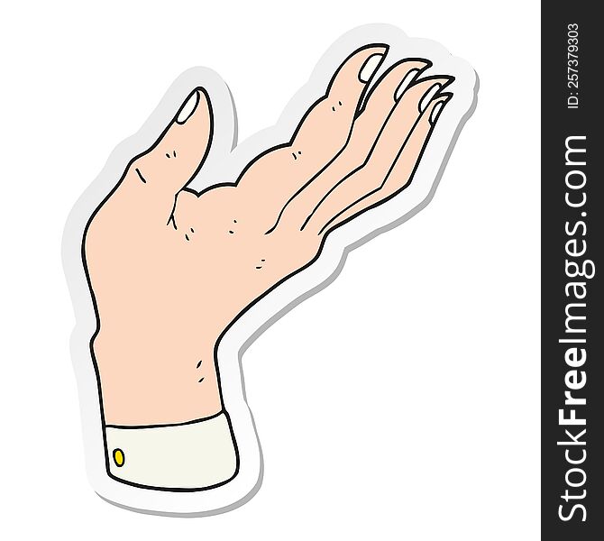 sticker of a cartoon open hand raised palm up