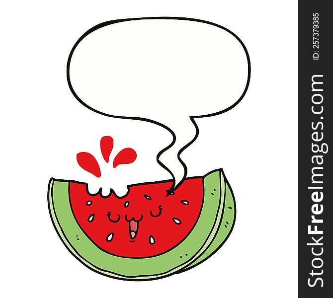 cartoon watermelon with speech bubble. cartoon watermelon with speech bubble
