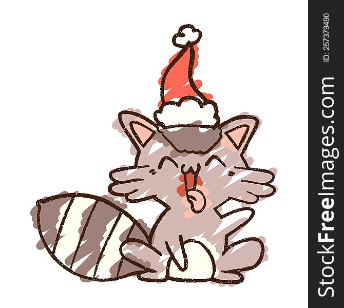Christmas Raccoon Chalk Drawing