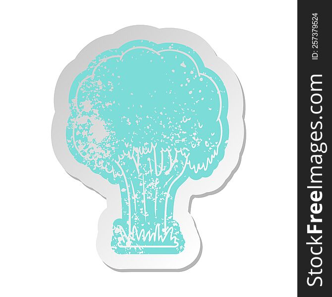 distressed old cartoon sticker of a summer tree. distressed old cartoon sticker of a summer tree