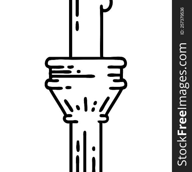 Black Line Tattoo Of A Candelabra