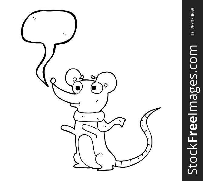 freehand drawn speech bubble cartoon mouse