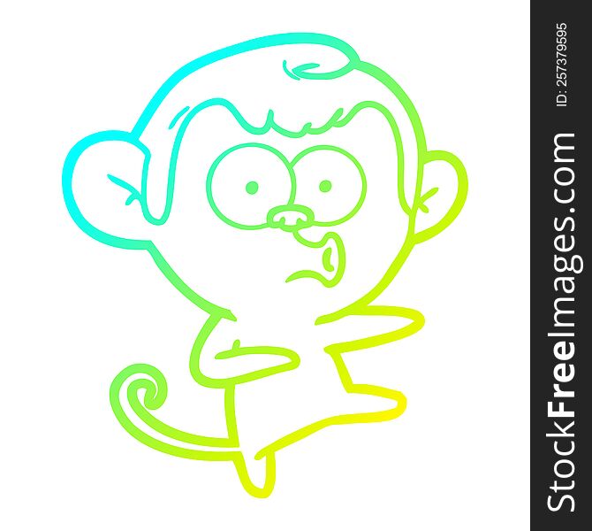 Cold Gradient Line Drawing Cartoon Dancing Monkey