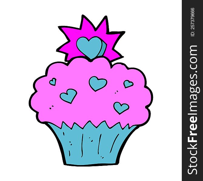 cartoon love heart cupcake