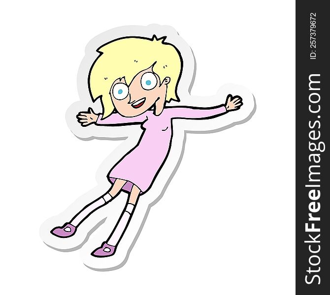 sticker of a cartoon crazy excited girl