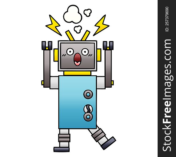 gradient shaded cartoon of a malfunctioning robot