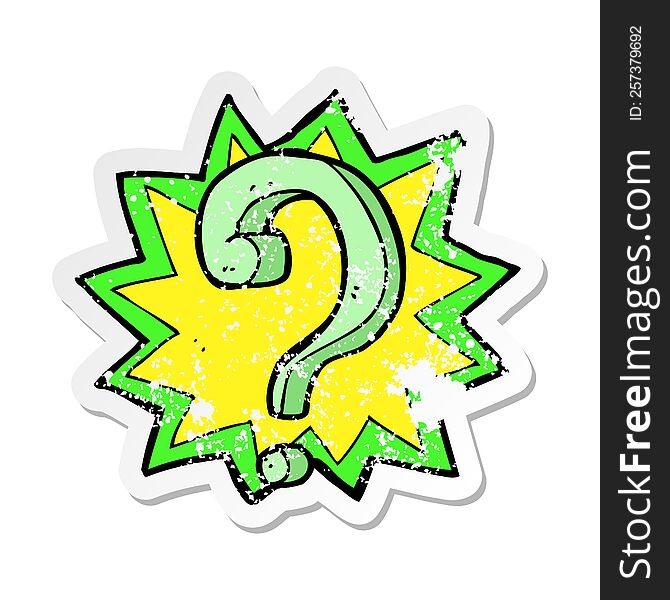 retro distressed sticker of a cartoon question mark