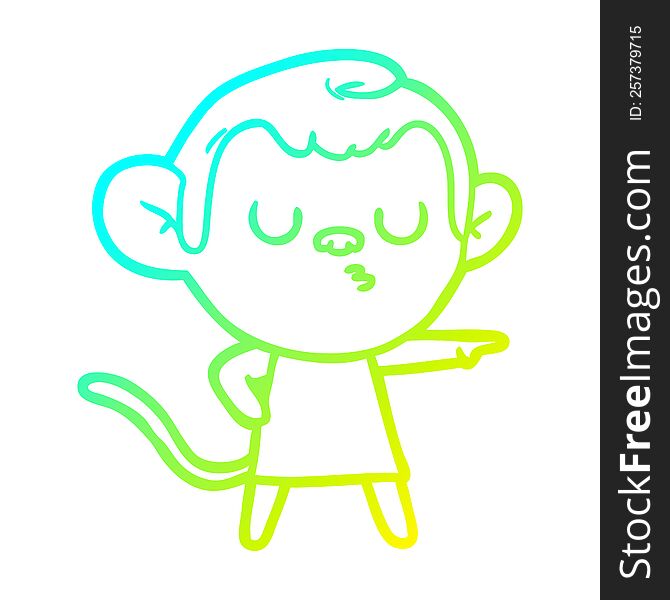 Cold Gradient Line Drawing Cartoon Calm Monkey