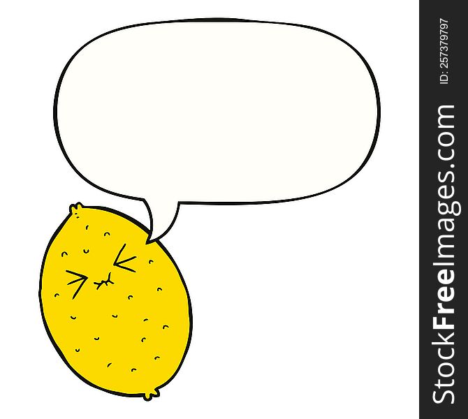 cartoon bitter lemon with speech bubble. cartoon bitter lemon with speech bubble
