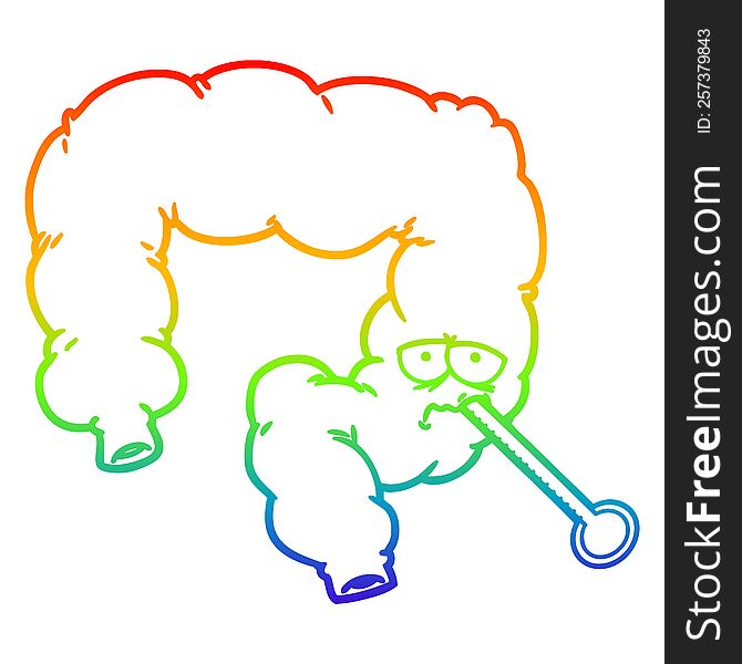 rainbow gradient line drawing cartoon unhealthy colon