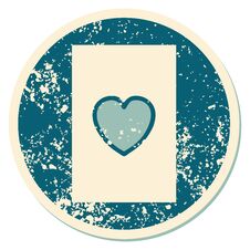 Distressed Sticker Tattoo Style Icon Of The Ace Of Hearts Stock Image