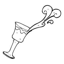 Black And White Cartoon Goblet Of Wine Stock Photo
