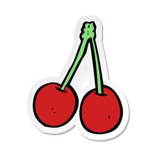 Sticker Of A Cartoon Cherries Royalty Free Stock Photography