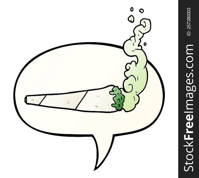 Cartoon Marijuiana Joint And Speech Bubble In Smooth Gradient Style