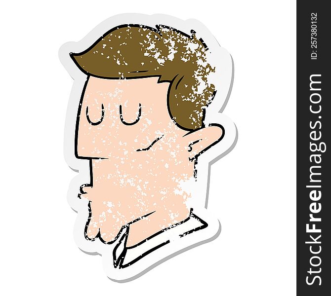 distressed sticker of a cartoon serious man