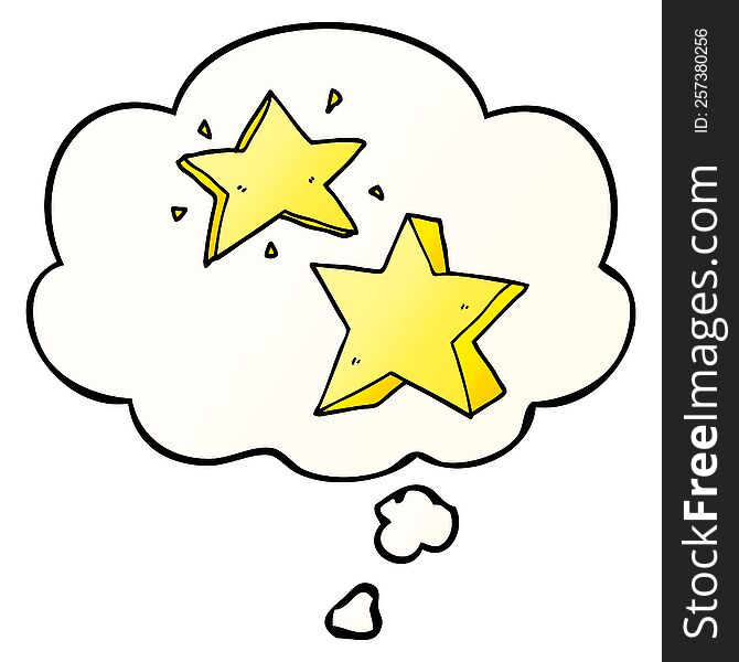 Cartoon Star And Thought Bubble In Smooth Gradient Style