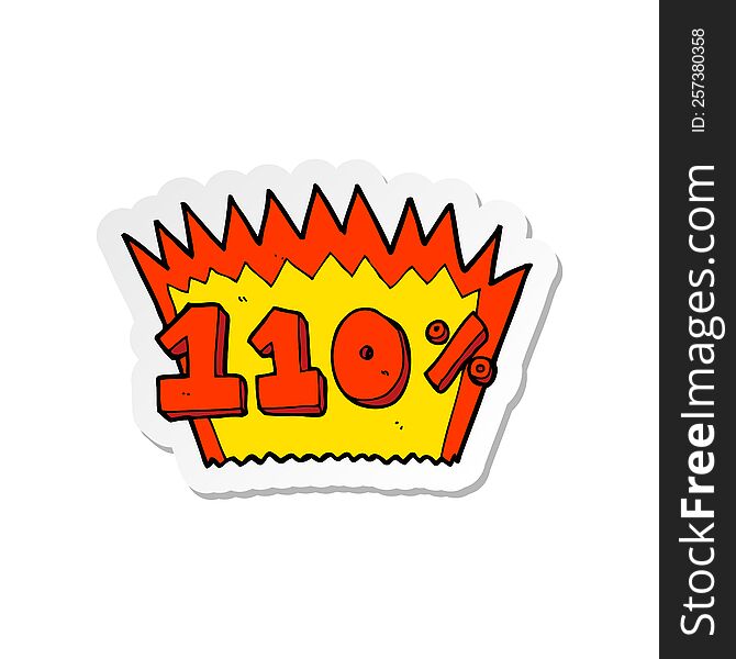 sticker of a cartoon 110% symbol