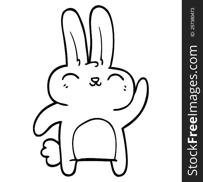 Line Drawing Cartoon Happy Bunny