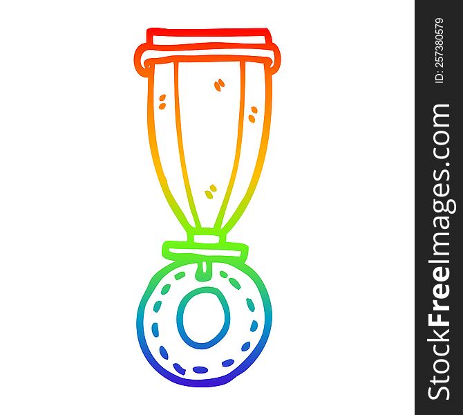 Rainbow Gradient Line Drawing Cartoon Medal