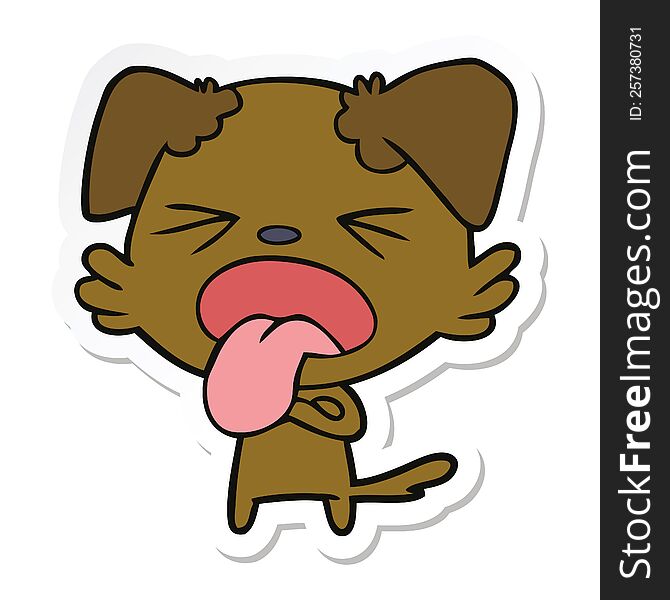 sticker of a cartoon disgusted dog