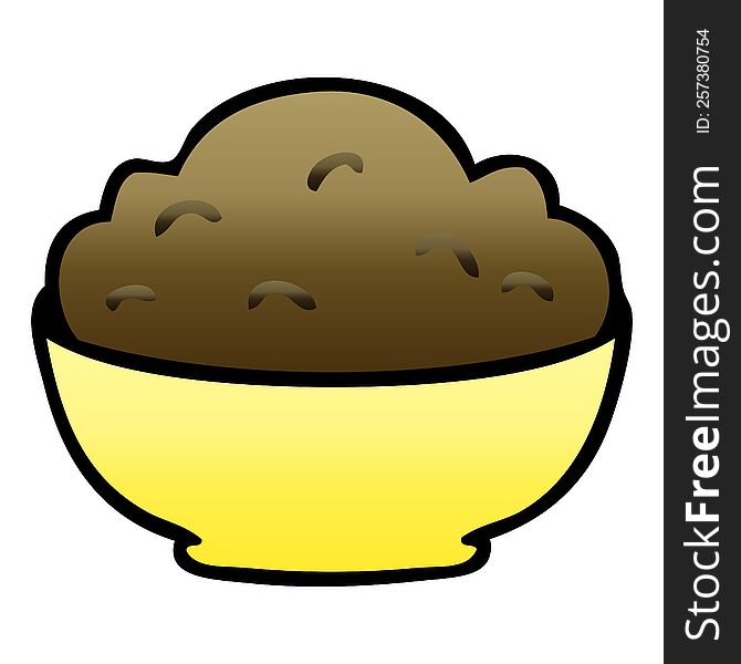 gradient shaded quirky cartoon bowl of pudding. gradient shaded quirky cartoon bowl of pudding