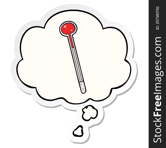 Cartoon Thermometer And Thought Bubble As A Printed Sticker