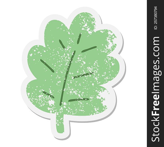 simple cartoon leaf grunge sticker
