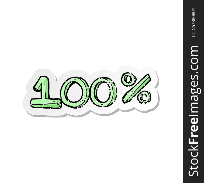 Retro Distressed Sticker Of A Cartoon 100 Sign