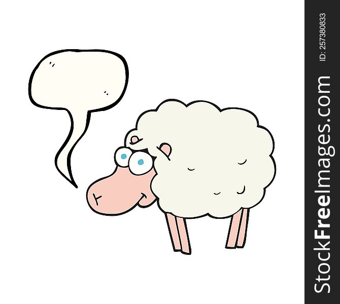 Funny Speech Bubble Cartoon Sheep