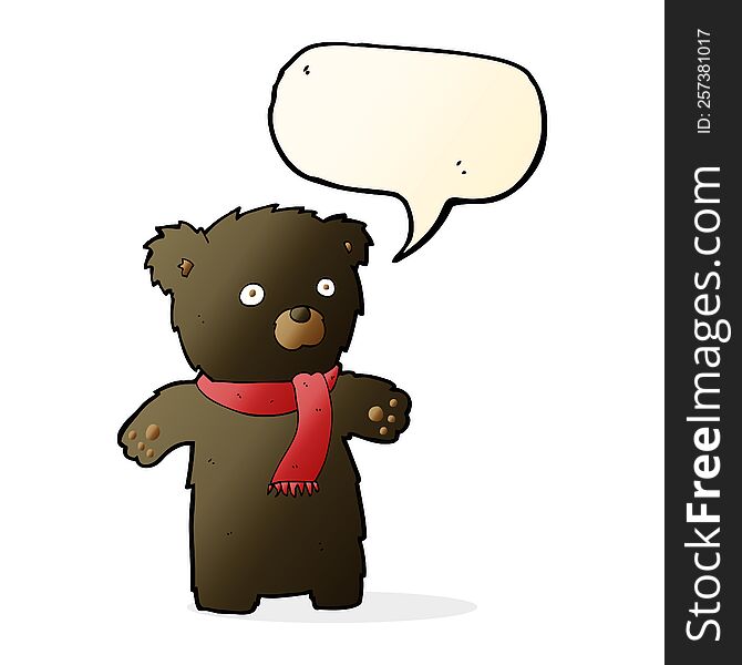 cartoon cute black bear with speech bubble