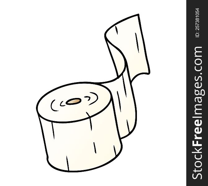 hand drawn gradient cartoon doodle of a toilet roll