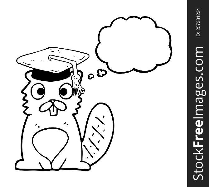 Thought Bubble Cartoon Beaver Graduate