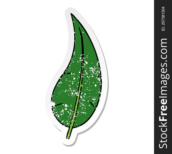 hand drawn distressed sticker cartoon doodle of a green long leaf