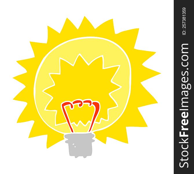 flat color illustration of a cartoon light bulb