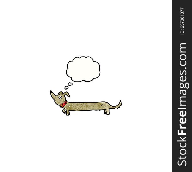 cartoon sausage dog with thougth bubble