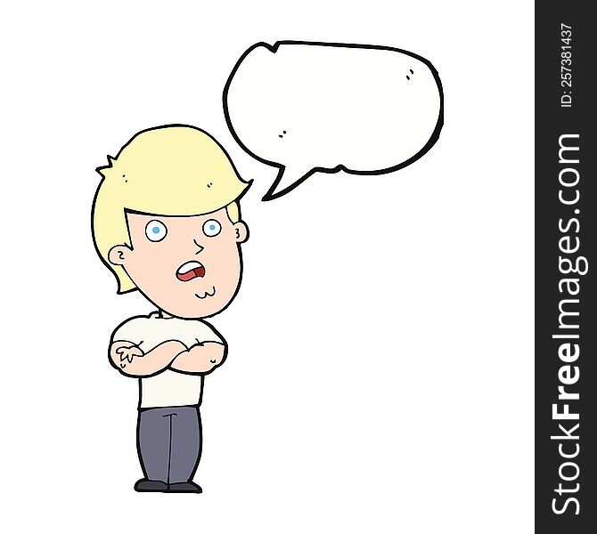 Cartoon Disappointed Man With Speech Bubble