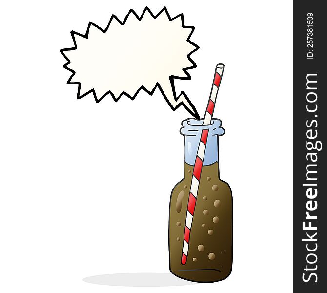 freehand drawn speech bubble cartoon fizzy drink bottle