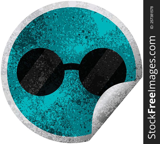 sunglasses graphic vector illustration circular sticker. sunglasses graphic vector illustration circular sticker
