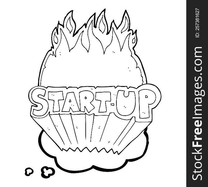 freehand drawn thought bubble cartoon startup symbol