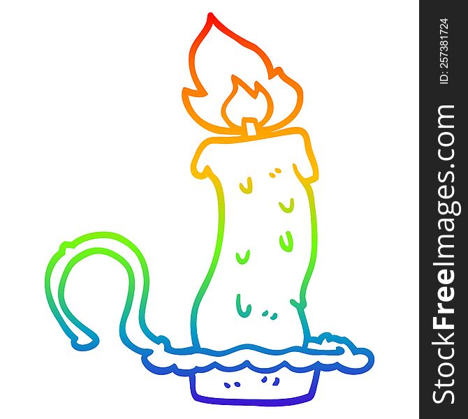 Rainbow Gradient Line Drawing Cartoon Burning Halloween Candle